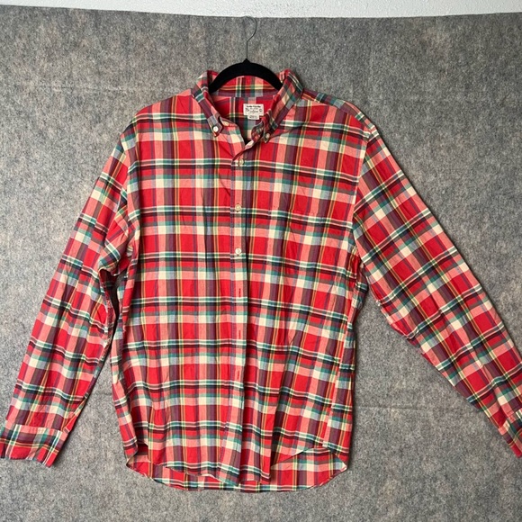 J. Crew Factory Other - J.Crew Summer Shirt Men Size Large‎ Red Plaid Button Down Shirt